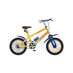 Childrens two-wheeled bicycle side view, flat vector illustration isolated.