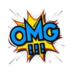 Comic speech bubble with expression text OMG!. Vector