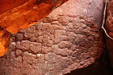 the geological phenomeno brown or red stone different shape and size in Buengkan Thailand
