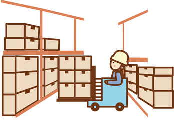 働くフォークリフト。