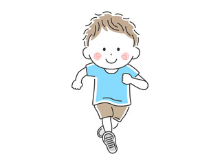走る男の子のイラスト