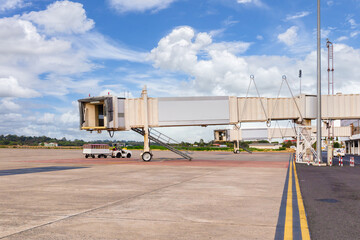 Jetway waiting for a plane to arrive on airport, Ubon Ratchathani