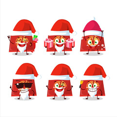 Santa Claus emoticons with pizza box cartoon character