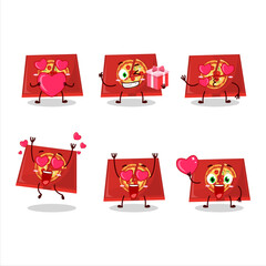 Pizza box cartoon character with love cute emoticon