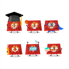 School student of pizza box cartoon character with various expressions