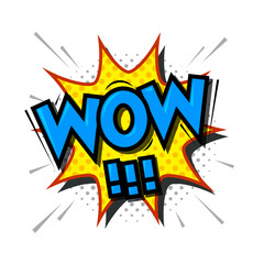 Comic speech bubble with expression text WOW!. Vector