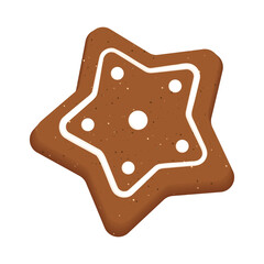 Christmas star gingerbread. Isolated vector on white background.