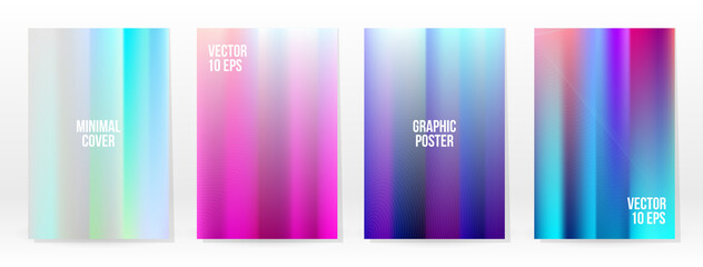 Fototapeta premium Holographic Poster Set Iridescent Technology Cover