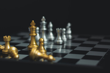 Chess with background. Concept of business management strategy and analysis with marketing plan and team or collaboration. Idea of leadership and teamwork with cooperation going toward success