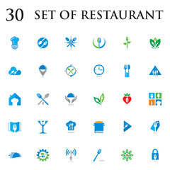 set of restaurant vector , set of food logo
