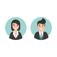 Obraz na płótnie Canvas Businessman or attorney avatars in circle. flat vector illustration on blue background.
