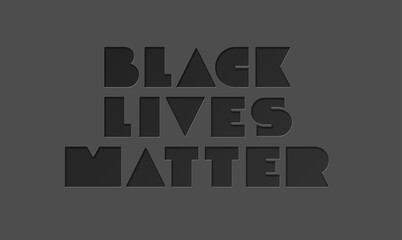 BLACK LIVES MATTER minimalistic typography on dark gray background. No Racism. illustration for poster, shirt, banner. Protest Banner about Human Right of Black People in U.S. America.