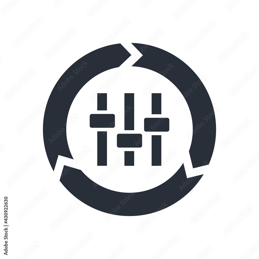Poster change arrows and settings panel. adaptability. control the situation. vector icon isolated on white