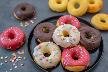 sweet home made donuts with frosting