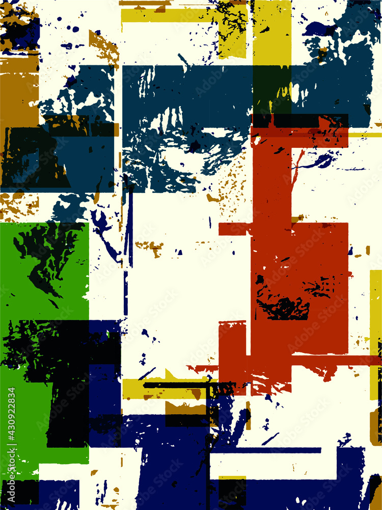 Poster abstract grunge vector background. color geometric composition of irregular overlapping graphic elem