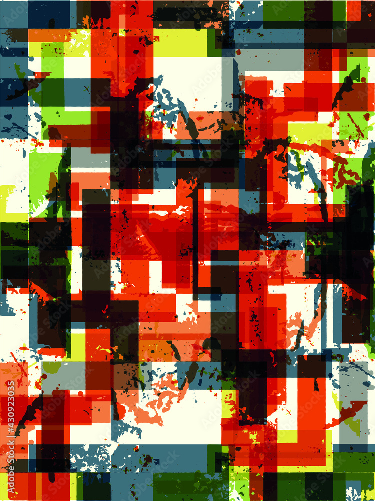 Poster abstract grunge vector background. color geometric composition of irregular overlapping graphic elem