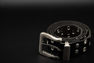 black leather belt with studs for gothic punk, concept belt