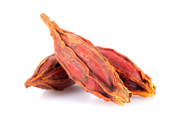 Gardenia fruit on white background