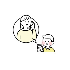 キッズ携帯で電話するこどもイラスト素材