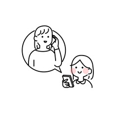 キッズ携帯で電話するこどもイラスト素材