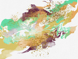 Creative hand-painted illustration for wall decoration, postcard cover design or brochure design. Abstract background. Paint strokes on the canvas. Blurred colors. The texture of the canvas.