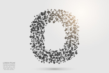 Abstract letters font is composed of three-dimensional triangles, lines, dots and spider webs of connections. Vector illustration eps 10.