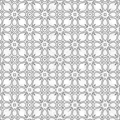 Geometric vector pattern with triangular elements. Seamless abstract ornament for wallpapers and backgrounds. Black and white colors. 