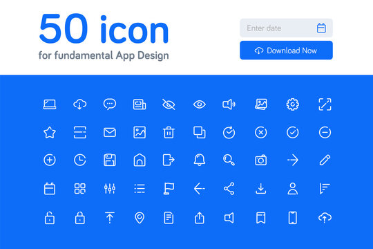Fundamental useful Icon for UI App Web Design Line version