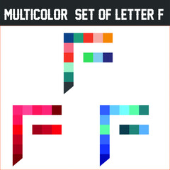 set of Unique multicolor F letter logo design vector illustration