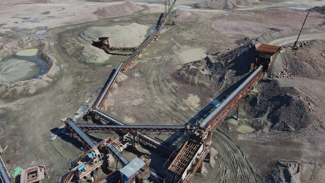Abandoned iron mine with rusty equipment in Bristol, Quebec, Canada