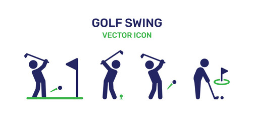 Golf swing vector icon illustration.