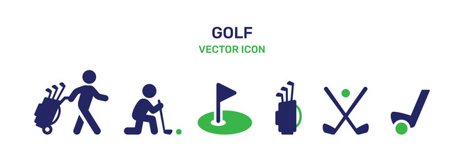 Golf icons set. Vector Design