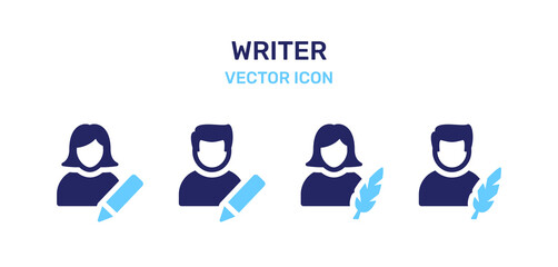 Writer vector icon. Writing job, creative journalism concept.