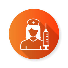 Nurse icon with long shadow for graphic and web design.