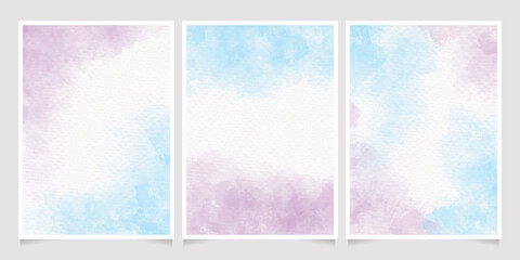 blue and violet unicorn watercolor wet wash splash invitation card background template collection