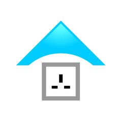 home vector icon with wall plug