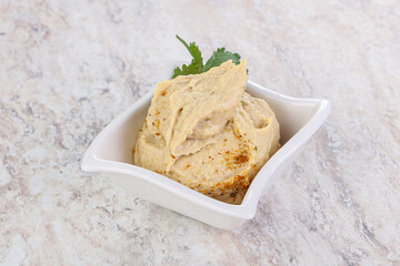 Traditional Jewish Hummus with olive oil