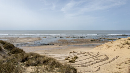 sand access dunes sandy beach in Lege Cap-Ferret atlantic ocean coast France