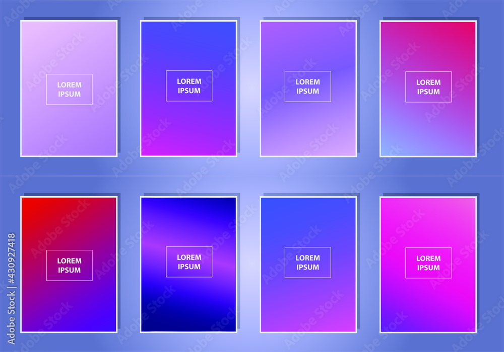 Poster set of abstract vector gradient backgrounds. colorful texture for your design. mobile app template