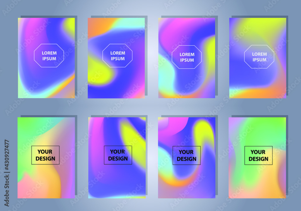 Poster set of abstract vector gradient backgrounds. colorful texture for your design. mobile app template