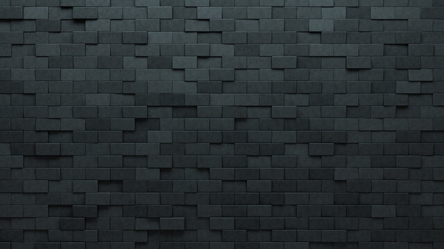 3D, Semigloss Mosaic Tiles arranged in the shape of a wall. Rectangle, Polished, Bricks stacked to create a Concrete block background. 3D Render