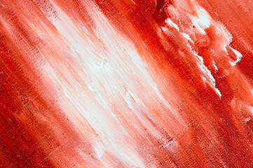 abstract creative background: white and red blurred stains of colored primer when toning the...