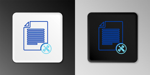 Line File document with screwdriver and wrench icon isolated on grey background. Adjusting, service, setting, maintenance, repair, fixing. Colorful outline concept. Vector