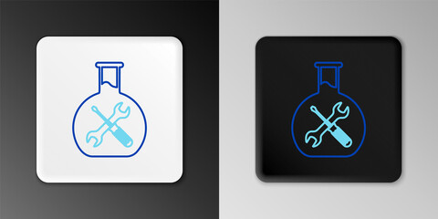 Line Bioengineering with screwdriver and wrench icon isolated on grey background. Adjusting, service, setting, maintenance, repair, fixing. Colorful outline concept. Vector