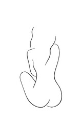 Abstract illustration. Poster. Drawing of a woman in one line.