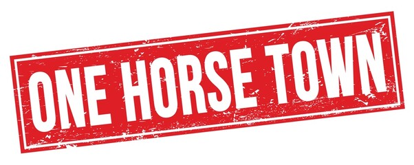 ONE HORSE TOWN text on red grungy rectangle stamp.