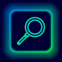 Glowing neon line Frying pan icon isolated on black background. Fry or roast food symbol. Colorful outline concept. Vector