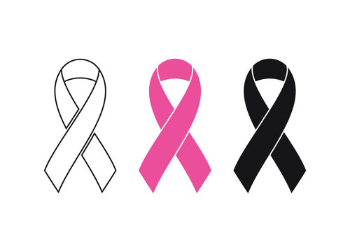 Set of ribbon. Breast cancer awareness campaigns isolated on white background.