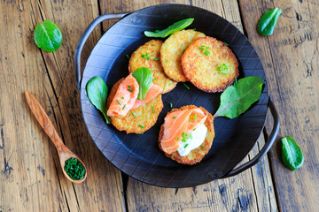 Kartoffepuffer mit Räucherlachs