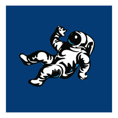 Astronaut in space waving hand. Vector illustration